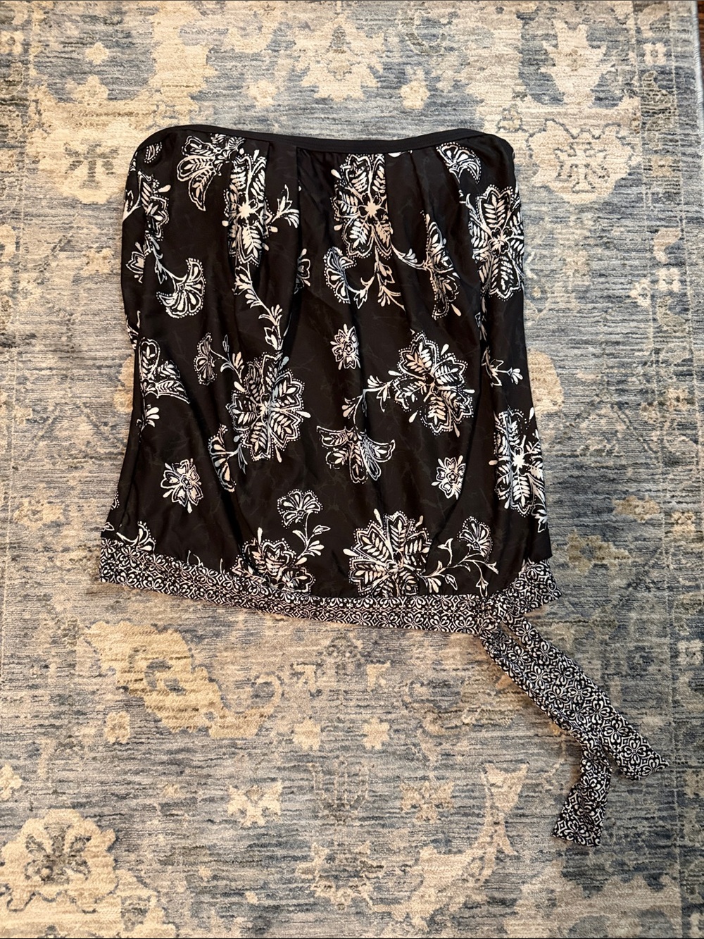Athena Black & White Floral Strapless Swim Top